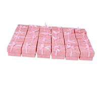 Tiuimk Juego de 24 cajas de regalo cuadradas para anillos, color rosa, elegante cinta de flores y lazo, inserto acolchado, tamaño de bolsillo compacto, perfecto para almacenamiento de joyas y regalo