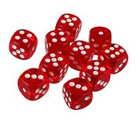 Tiuimk Paquete de 10 dados transparentes con esquinas redondeadas, 16 mm, color rojo