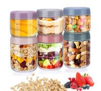 Tiusixsy 6 Piezas Tarros de Vidrio, 300ml 480ml Tarros para Overnight Oats con Tapa de Rosca, Herméticos & Reutilizables, Envases Bote de Cristal para Meal Prep Mermelada Yogur Ensalada