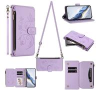 Tivenfezk Funda tipo cartera con cremallera para Oppo Realme C71 4G, piel sintética, con 6 ranuras para tarjetas, correa de muñeca, cordón para el hombro, soporte para dinero en efectivo
