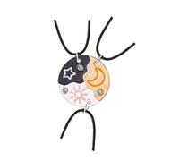 Tivleed Trio - Collares de amistad para 3 niñas, diseño circular simbólico de sol, luna y estrella en negro, blanco y dorado, regalo de trío de mejores amigos para mujeres y niñas
