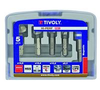 Tivoly 10332370002 FNH04 - Juego de 4 fresas para nogal HSS a 90° Hexa Ø 8,3 a 16,5 mm + 1 portapuntas