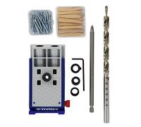 Tivoly 11110220100 - Juego de 68 piezas de montaje invisible, con guía angular de 15°, taladro escalonado diámetro 9,5 x 200 mm, punta de destornillador Pz2 LG 150 mm, 30 tornillos de madera