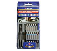 TIVOLY 11501570026 - Juego PRECISIÓN 35 Pzs 7 ranura / 2Pz / 4Ph / 8 Hexa / 4Torx / 5TXTamper / 1 Tri-Wing / 1 doble punta / 1 Cuadrado / 1 Mango de atornillador portapuntas / 1 Portapuntas Lg 100 (Envase de 35 pz.)