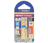 TIVOLY 11523720001 - Juego de 2 puntas de destornillador de diamante para tornillos Pozidriv Pz1-2-3