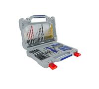 TIVOLY - Caja de Brocas + Puntas - Para Perforación y Atornillado - Maletín de 60 Piezas: 8 Brocas de Metal, 7 Brocas de Madera, 4 Mechas de Madera, 4 Brocas de Hormigón, 1 Portapuntas + 30 Puntas