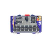 TIVOLY - Estuche de Boquillas de Impacto - 9 Boquillas 1/2 Ø 8 a 24 mm + 2 Adaptadores + 1 Alargador