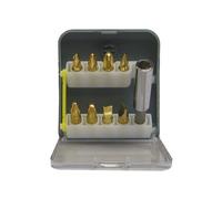 TIVOLY - Estuche de puntas de atornillado revestidas TiN - Resistencia al desgaste - 8 puntas Phillips/Pozidriv/planas + 1 soporte magnético cola hexagonal - Cierre para cinturón integrado