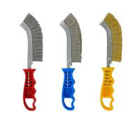 TIVOLY - Juego de 3 Cepillos de Mano - Cepillos Metálicos de Acero, Acero Latón y Acero Inoxidable - Mangos Ergonómicos