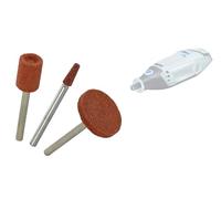 TIVOLY - Juego de 3 muelas corindón multiformas - Afilado, desbarbado y pulido de metales tiernos y ferrosos - Sujeción: cola cilíndrica Ø3,2 mm - Para DREMEL/PROXXON