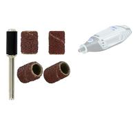TIVOLY - Juego de 4 bandas corindón G80/G120 + piloto - lijado de madera y metal - Sujeción: cola cilíndrica Ø3,2 mm - para DREMEL/PROXXON y otras máquinas multifunción