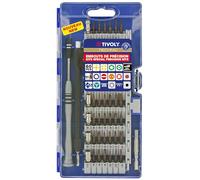 Tivoly • Juego de puntas de atornillado de precisión • 60 piezas magnéticas con accesorios • Fijación Hexa Ø4 mm • Para trabajos de precisión (desmontaje de dispositivos electrónicos, gafas, etc.)