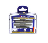 TIVOLY - Kit Extractores de Tornillos Rotos - 5 Extractores HCS: N1-N2-N3-N4-N5 + 1 X-Out N2 - Para Extracción de Tornillos y Espárragos M4 a M18