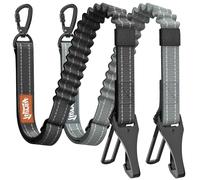 Tivray 2PZS Cinturón de Seguridad para Perro, Correa Bungee para Coche Ajustable y Reflectante, Arnés de Auto para Mascotas con Hebilla y Gancho para Vehículos, Mosquetón Giratorio 360°, Negro & Gris