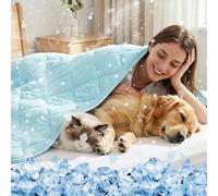 Tivray Manta Refrescante para Perros Q-MAX > 0,4, Manta Ligero Lavable para Mascotas, Multitamaño Autorrefrigerante para Gatos, Cama de Verano para Personas Calurosas, 94 × 120 cm, XL, Azul