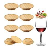 TIVUNORON Adornos para Copas De Vino De Madera, 6Pcs Adorno de Charcutería para Copa de Vino, Decoración para Copas de Vino, Evita Que el Vino Tinto Salpique