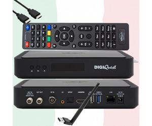 TiVuSat Card 4K UHD + DIGIQuest Q80 Receptor Combo 4K H.265 S2+T2 HEVC Set-Top Box, Receptor TiVuSat con Tarjeta (NO ACTIVADA), Reproductor Multimedia, WebRadio, 150 USB WiFi Stick, HTS HDMI