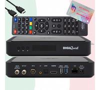 TiVuSat Card 4K UHD + DIGIQuest Q80 Sat Receiver 4K H.265 S2+T2 HEVC Set-Top Box, Receptor TiVuSat Certificado con Tarjeta (ACTIVADA), Reproductor Multimedia, WebRadio, USB, Cable HDMI HTS