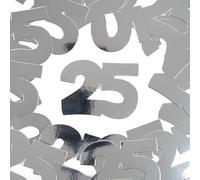 Tiwoca - Confeti para boda de plata, decoración para 25 años y aniversario - Decoración de mesa para fiesta de cumpleaños 25