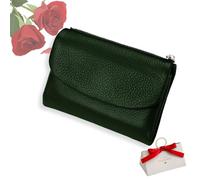 tiwuuyo Cartera Unisex de Piel auténtica Pebble con RFID, antirrobo, Suave, Corta, con Cremallera y Tarjetero (Heavy Green)