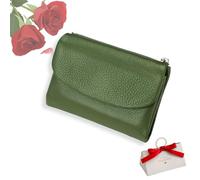 tiwuuyo Cartera Unisex de Piel auténtica Pebble con RFID, antirrobo, Suave, Corta, con Cremallera y Tarjetero (Green)