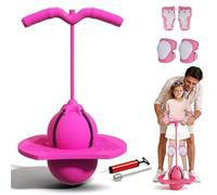 tiwuuyo Pogo Pelota de salto para niños y adultos, pelota de salto con barra y rodilleras gratis, pelota de equilibrio para exteriores, barra de salto antideslizante hasta 300 kg, juguete de fitness