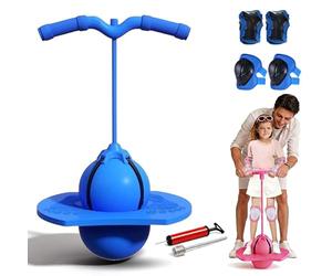 tiwuuyo Pogo Pelota de salto para niños y adultos, pelota de salto con barra y rodilleras gratis, pelota de equilibrio al aire libre, barra de salto antideslizante hasta 300 kg, juguete de fitness, a