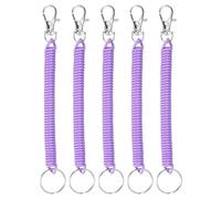 TIXIPEM 6.89IN Muelle Espiral Retráctil Para Llavero [5PCS] - Cordón Extensible Antipérdidas Y Antirrobo Con Mosquetón De Aleación Para Llaves - [Lavanda]