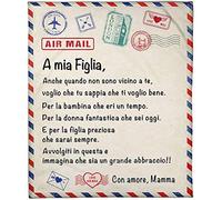 Tixiyu 1 manta divertida con diseño del alfabeto italiano para invierno, cálida y suave, manta de correo, con letras italianas, manta para padre/madre a mi hijo y a mi hija (150 x 200 cm)