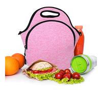 Tixiyu Bolsa deportiva de neopreno aislante con correa de hombro para pícnics al aire libre, viajes, trabajo, lonchera duradera, gris claro/rosa, 11.42 x 11.42 x 5.91 pulgadas, pícnics/actividades al