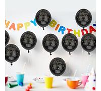 Tixiyu Globo de Látex de Calidad con Patrón de Palabras en Inglés para Decoración de Fiestas, 20 Globos de 12 Pulgadas, Negro y Dorado (Negra)