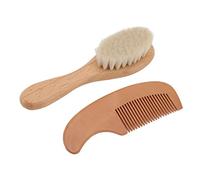 Tixiyu Juego de Cepillo y Peine de Madera para bebé, Cepillo de Lana Suave para Baño de bebé, para Barba para Hombre, Práctico Regalo para Amigos, Compuesto de Madera y Lana