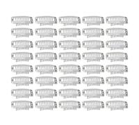 Tixiyu Juego de Clips para Peluca, Peine a Presión con Dientes Duraderos, Pinzas para Extensión de Cabello para Fijación de Peluca, Diseño Portátil para el Hogar, Acero Inoxidable, 40 Uds. (Plata)