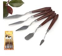 Tixiyu Juego de Raspadores de Pintura Al óleo, Espátula de Acero Inoxidable con de Madera Duradero para Artistas, 5 uds.