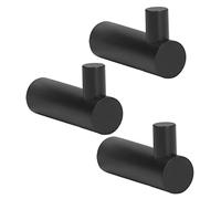 Tixiyu Modernos Ganchos para Toallas de Baño de 3 Uds en Acero Inoxidable Negro Mate, Ganchos Multiusos para Baño y Cocina (Negro mate)