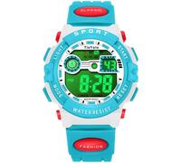 TixYolo Reloj digital para niños, resistente al agua hasta 50 m, luz de 7 colores, cronómetro de alarma de 12/24 horas, reloj de pulsera para exteriores para niños con correa de silicona, regalo para