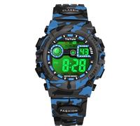 TixYolo Reloj digital para niños, resistente al agua hasta 50 m, luz de 7 colores, cronómetro de alarma de 12/24 horas, reloj de pulsera para exteriores para niños con correa de silicona, regalo para