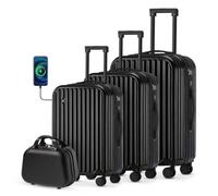 TIYFIY Funda con rueda giratoria, Negro , 14+20+24+28in, Carro rígido con ruedas giratorias