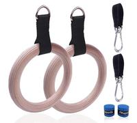 TIYGHI Anillo de Gimnasia 1 Pair Pull Up Handles Gymnastics Rings with Hanging Straps Carabiner For Home Gym Strength Training Full Body Workout