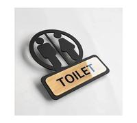 TIYGHI Señalización de aseos Señal de baño autoadhesiva, señalización de baño, recordatorio de baño, Placa Colgante for Empresa, Oficina, Pared de Puerta pública (Color : 1, Size : 13.5x15cm)