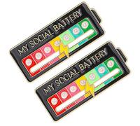 tiyiyok 2 Piezas de Divertido Broche, Social Battery Pin Interactivo, My Social Battery, Broches de Estado de Ánimo Social para 7 Días, Diseño Moderno en Negro, Viral en Redes Sociales