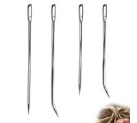 tiyiyok 4 Piezas Agujas de Ojo Grande, 17cm y 14.5cm Agujas de Coser, Fácil de Enhebrar, Puntadas Rectas y Curvas, Apto para Cuero, Papel Pintado, Telas Gruesas y Alfombras