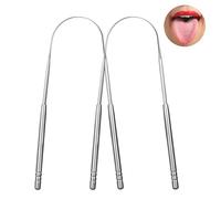 tiyiyok Raspador de Lengua Profesional, 2 Unidades de Limpiador Lingual en Acero Inoxidable, Limpia Lenguas Adulto con Doble Cara en Forma de U, Diseño Higiénico y Fácil de Limpiar