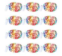 TIYUPA 12 Piezas Cadena de Luces Con Pilas, 20 LEDs Micro Alambre de Cobre, 2M Guirnaldas Para Navidad Fiesta Hogar Bodas Interiores Exteriores DIY Decoración, Colorido