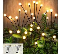 TIYUPA 2 Piezas Luces de Luciérnaga con Energía Solar, 8 LED Luces Solares para Exteriores, Impermeable, Balanceo, Luces de jardín para Camino Paisaje Exterior Decorativas, Blanco Cálido