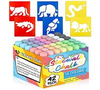 Tiza de acera, paquete de 14 colores, 42 unidades, tiza gigante al aire libre para niños adultos familia, pintura en acera escuela pizarra