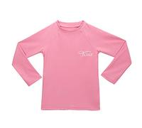 TIZAX Traje de baño con protección Solar Camiseta UV de Manga Larga para niñas Rashguard para Surf/Nadando/Buceo/Playa Rosado 13-14 años