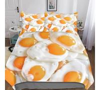 Tizhweqo Funda Nordica Cama 105 Huevos Duros Funda Edredon Huevo Frito 3D Fundas Nordicas Alimento, de Microfibra Funda de Edredón 200x200 con Cremallera con Funda de Almohada q3297