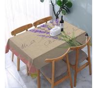 Tizhweqo Mantel Mesa Cuadrada Lavanda, Manteles Antimanchas Flores Moradas, 3D Impresión Mantel Impermeable Lavable para Cocina Salón Comedor, 90x90 cm Q.P2142