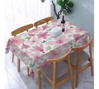 Tizhweqo Mantel Mesa Rectangular Flor de Cerezo, Manteles Antimanchas Flores Rosas, 3D Impresión Mantel Impermeable Lavable para Cocina Salón Comedor, 140x260 cm Q.P1849